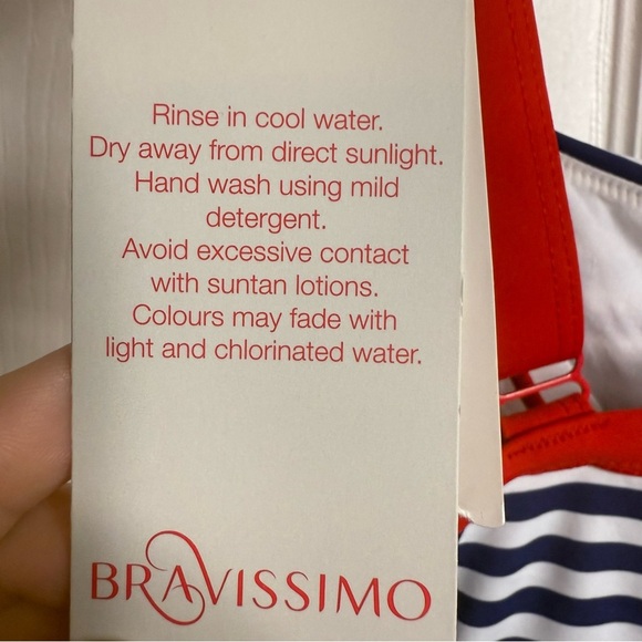 Bravissimo Red White Blue Color Block Tankini Top with Underwire Size 34HH NWT - Picture 6 of 11